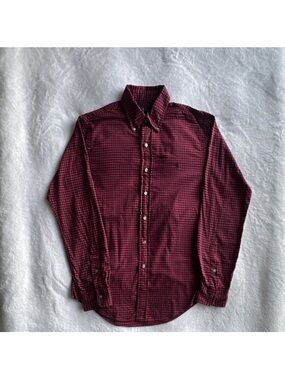 Ralph Lauren Slim Fit Red/Black Check Button-Down Long Sleeve Cotton Shirt S
